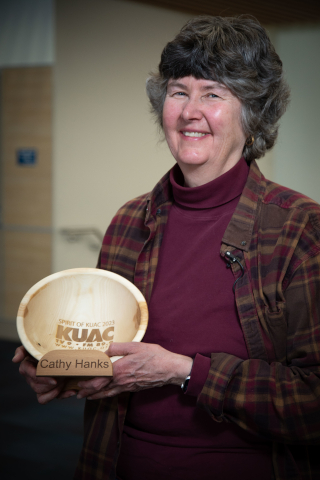 The 2023 Spirit of KUAC award goes to Cathy Hanks